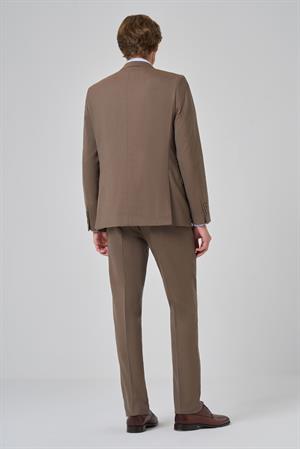 Morven Erkek KAHVE Yünlü Slim Fit Mono Yaka Takım Elbise