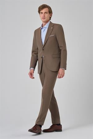 Morven Erkek KAHVE Yünlü Slim Fit Mono Yaka Takım Elbise