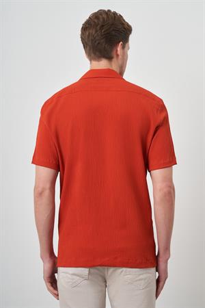 Morven Erkek Kiremit Apaş Yaka Kısa Kol Gömlek