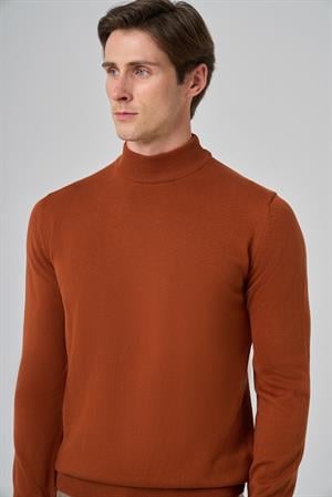 Morven Erkek Kiremit Basic Yarım Balıkçı Yaka Dynamic Fit Rahat Kesim Triko