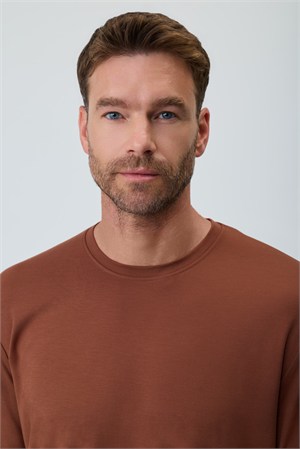 Morven Erkek Kiremit Bisiklet Yaka Rayon Sweatshirt