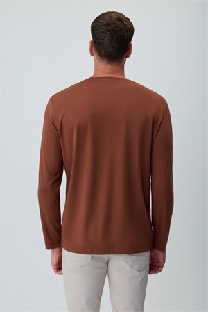 Morven Erkek Kiremit Bisiklet Yaka Rayon Sweatshirt