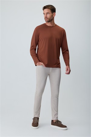 Morven Erkek Kiremit Bisiklet Yaka Rayon Sweatshirt