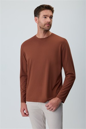 Morven Erkek Kiremit Bisiklet Yaka Rayon Sweatshirt