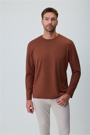 Morven Erkek Kiremit Bisiklet Yaka Rayon Sweatshirt