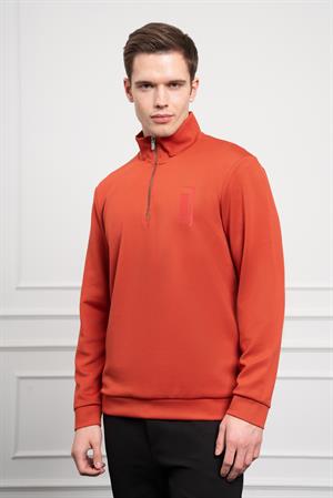 Morven Erkek Kiremit Femuarlı Bato Yaka Dynamic Fit Rahat Kesim Sweatshirt