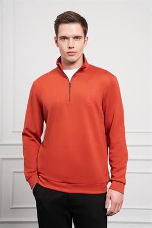 Morven Erkek Kiremit Femuarlı Bato Yaka Dynamic Fit Rahat Kesim Sweatshirt