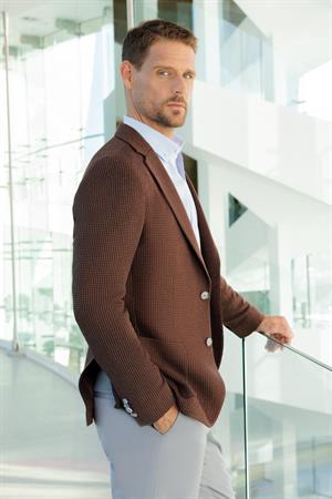 Morven Erkek Kiremit Örme Slim Fit Torba Cep Mono Yaka Spor Ceket