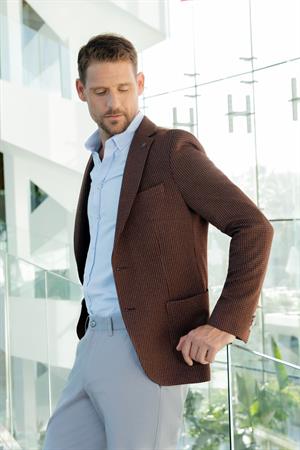 Morven Erkek Kiremit Örme Slim Fit Torba Cep Mono Yaka Spor Ceket