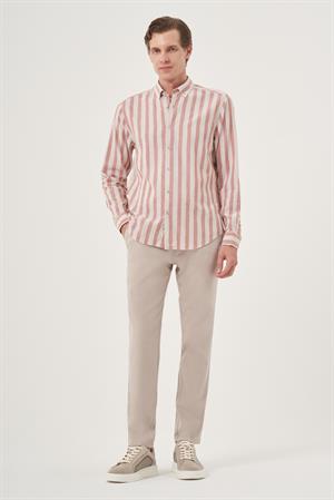 Morven Erkek Kiremit Pamuk Trend Dynamic Fit Düğmeli Yaka Gömlek