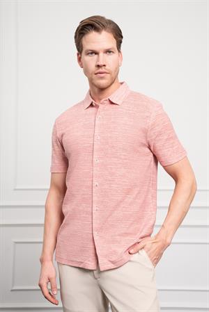 Morven Erkek Kiremit Trend Apaçi Yaka Dynamic Fit Kısa Kollu Gömlek