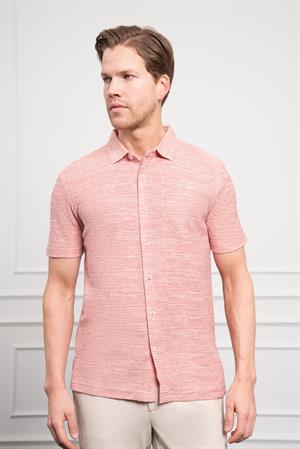 Morven Erkek Kiremit Trend Apaçi Yaka Dynamic Fit Kısa Kollu Gömlek