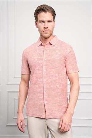 Morven Erkek Kiremit Trend Apaçi Yaka Dynamic Fit Kısa Kollu Gömlek
