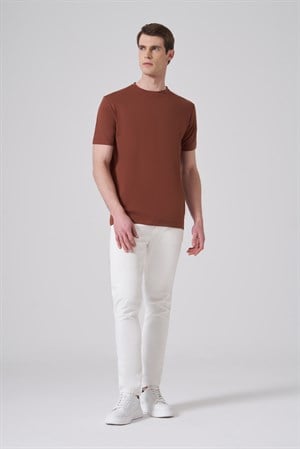 Morven Erkek Kiremit Trend  Bisiklet Yaka Rayon Dinamik Fit Tshirt