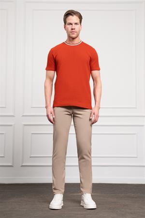 Morven Erkek Kiremit Trend Bisiklet Yaka Dinamik Fit T-Shirt