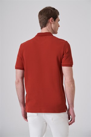 Morven Erkek Kiremit Trend Desenli Polo Yaka T-shirt