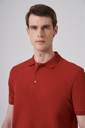 Morven Erkek Kiremit Trend Desenli Polo Yaka T-shirt