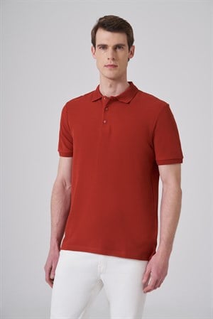 Morven Erkek Kiremit Trend Desenli Polo Yaka T-shirt