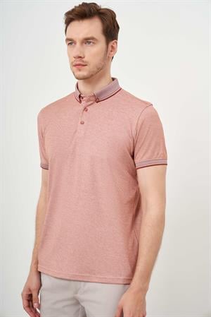 Morven Erkek Kiremit Trend Merserize Düz Düğmeli Yaka Dynamic Fit T-Shirt