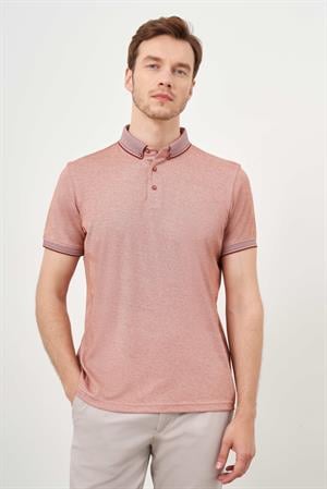 Morven Erkek Kiremit Trend Merserize Düz Düğmeli Yaka Dynamic Fit T-Shirt