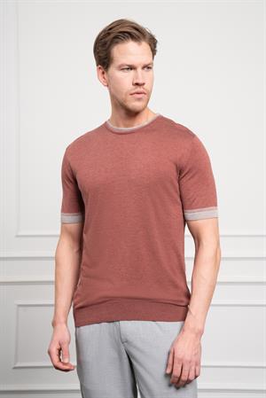 Morven Erkek Kiremit Trend  Polo Yaka Dinamik Fit Rahat Kesim T-Shirt