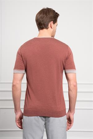 Morven Erkek Kiremit Trend  Polo Yaka Dinamik Fit Rahat Kesim T-Shirt