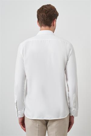 Morven Erkek Kırık Beyaz Slim Fit İtalyan Yaka Gömlek