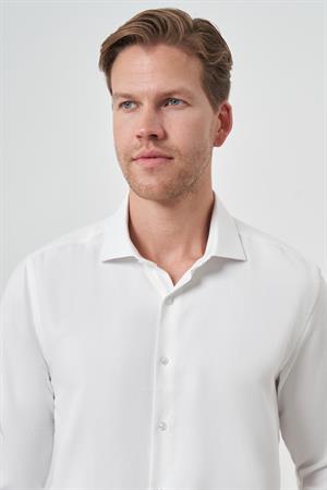 Morven Erkek Kırık Beyaz Slim Fit İtalyan Yaka Gömlek