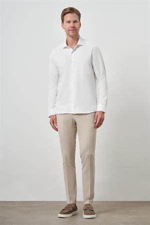 Morven Erkek Kırık Beyaz Slim Fit İtalyan Yaka Gömlek
