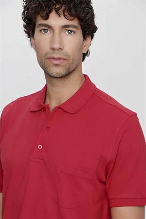 Morven Erkek Kırmızı Basic Düz %100 Pamuk Battal Geniş Kesim Kısa Kollu  Polo Yaka Tişört