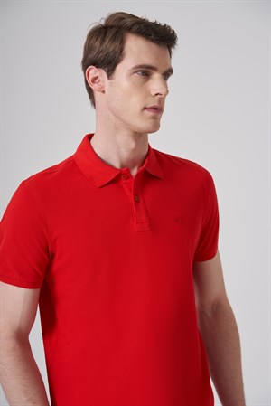 Morven Erkek Kırmızı Basic Polo Yaka Dynamic Fit T-Shirt