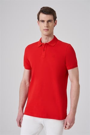 Morven Erkek Kırmızı Basic Polo Yaka Dynamic Fit T-Shirt
