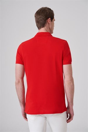 Morven Erkek Kırmızı Basic Polo Yaka Dynamic Fit T-Shirt