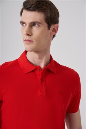 Morven Erkek Kırmızı Basic Polo Yaka Dynamic Fit T-Shirt