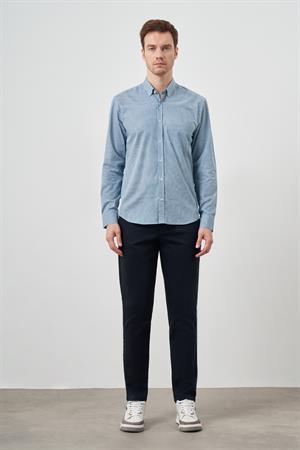 Morven Erkek Kırmızı Pamuk Ekoseli Düğmeli Yaka Regular Fit Gömlek