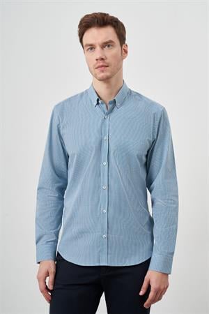 Morven Erkek Kırmızı Pamuk Ekoseli Düğmeli Yaka Regular Fit Gömlek