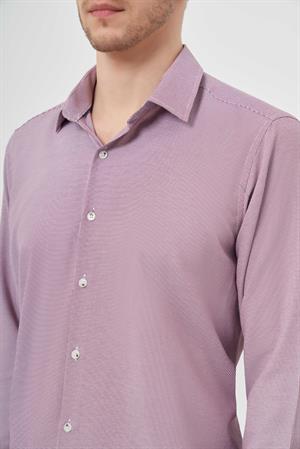 Morven Erkek Kırmızı Slim Fit Desenli Gömlek