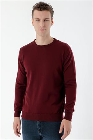 Morven Erkek Koyu Bordo Basic Bisiklet Yaka Dynamic Fit Rahat Kesim Triko