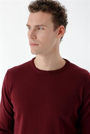 Morven Erkek Koyu Bordo Basic Bisiklet Yaka Dynamic Fit Rahat Kesim Triko