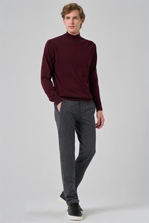 Morven Erkek Koyu Bordo Basic Yarım Balıkçı Yaka Dynamic Fit Rahat Kesim Triko