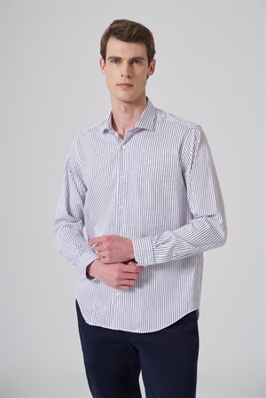 Morven Erkek KOYU LACİVERT Pamuk Trend Dynamic Fit İtalyan Yaka Gömlek