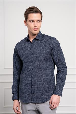 Morven Erkek KOYU LACİVERT Trend Dynamic Fit İtalyan Yaka Gömlek