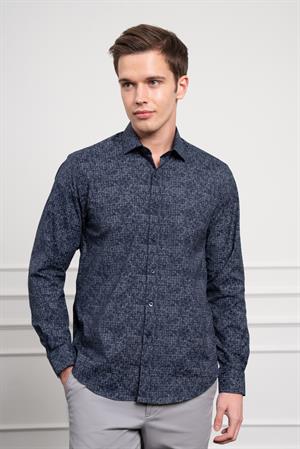 Morven Erkek KOYU LACİVERT Trend Dynamic Fit İtalyan Yaka Gömlek