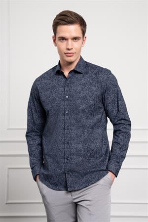Morven Erkek KOYU LACİVERT Trend Dynamic Fit İtalyan Yaka Gömlek