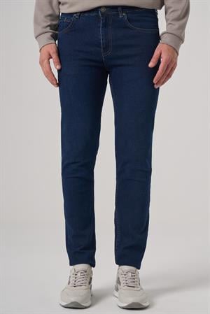 Morven Erkek Koyu Mavi Denim 5 Cep Slim Fit Jean Kot Pantolon