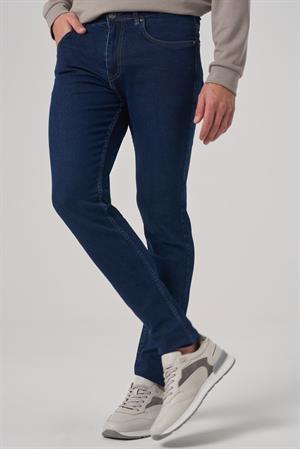 Morven Erkek Koyu Mavi Denim 5 Cep Slim Fit Jean Kot Pantolon