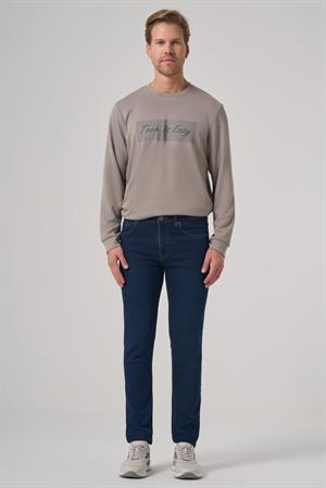 Morven Erkek Koyu Mavi Denim 5 Cep Slim Fit Jean Kot Pantolon