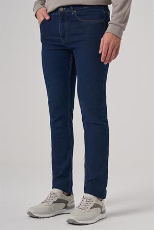 Morven Erkek Koyu Mavi Denim 5 Cep Slim Fit Jean Kot Pantolon