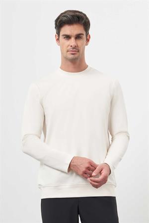 Morven Erkek Kremrengi Basic Dynamic Fit Bisiklet Yaka Sweet Shirt