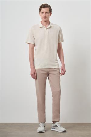 Morven Erkek Kremrengi Trend Apaşi Yaka Kısa Kollu Gömlek